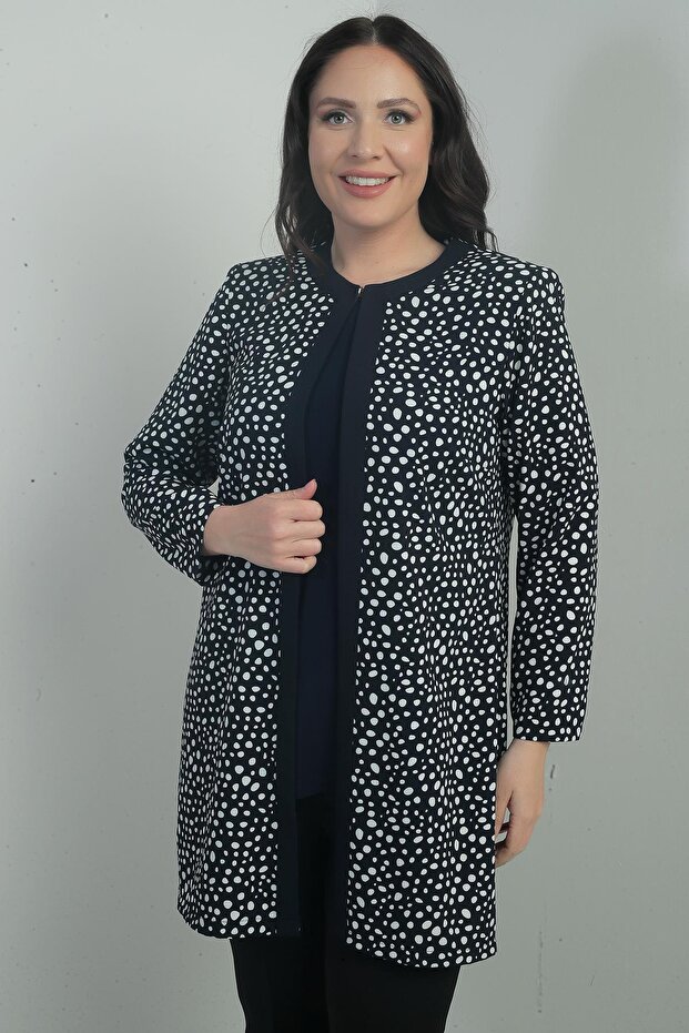 Leopard Pattern Collar Brooch Double Plus Size Suit - 2