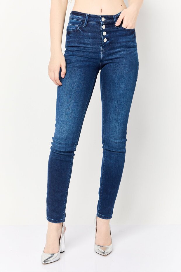 Women Skiiny Fit High Rise Solid Denim Jeans, Navy