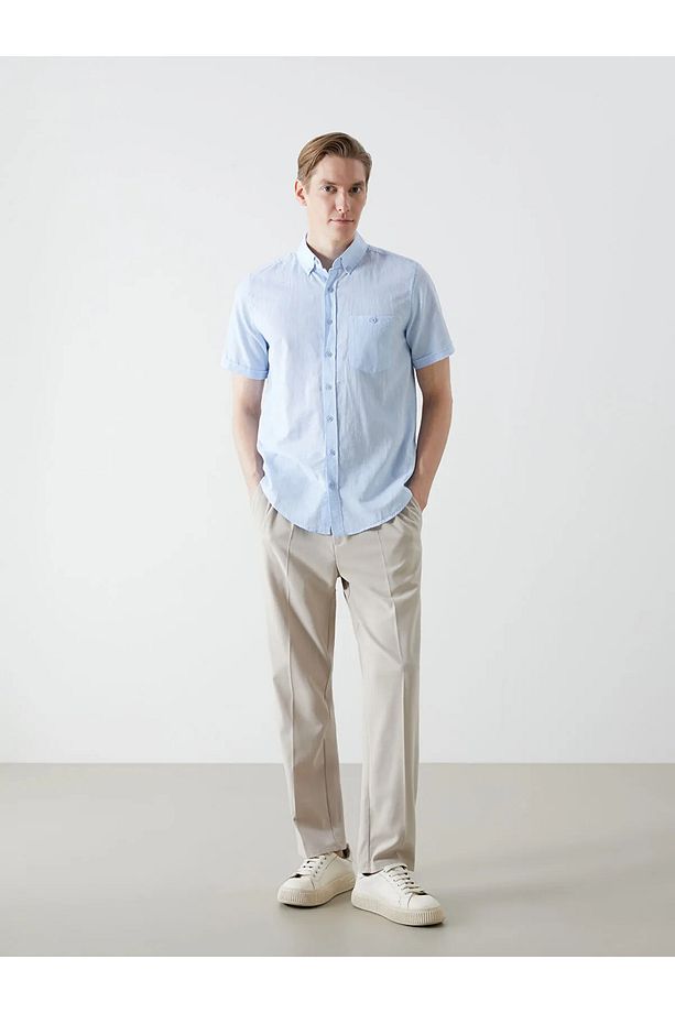 Regular Fit Keten Karışımlı Erkek Gömlek - 4