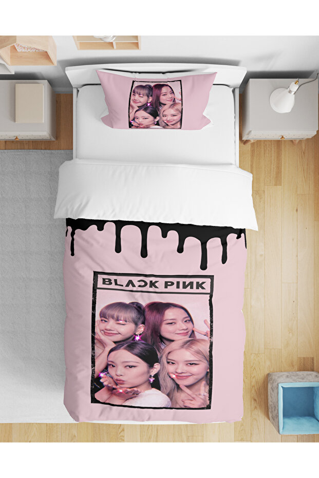 Black Pink 3D Digital Printed Single Youth Girl Duvet Cover Set Without Sheets