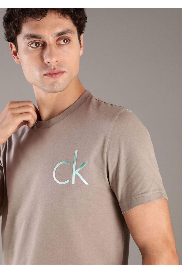 Erkek Bisiklet Yaka Kısa Kol Regular Fit Pamuıklu Bej T-Shirt K10K114146-PA0 - 4