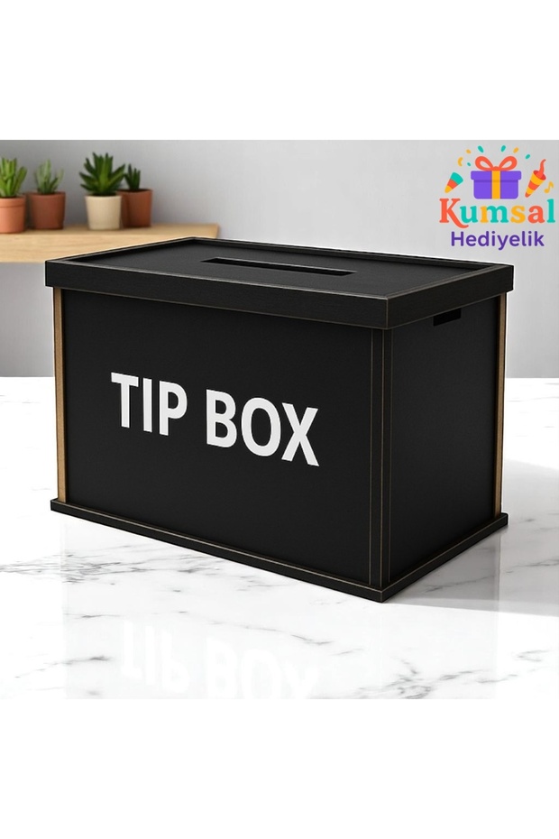 Ahşap Siyah Tip Box Kumbara Ve Bahşiş Kutusu Tipbox - 1