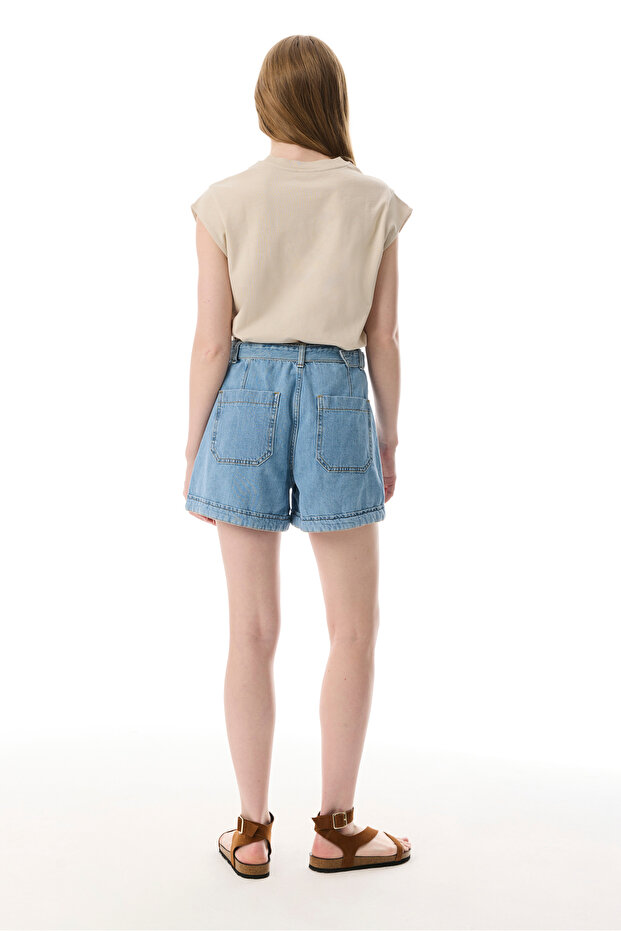 REGULAR FIT MİNİ JEAN ŞORT - 6