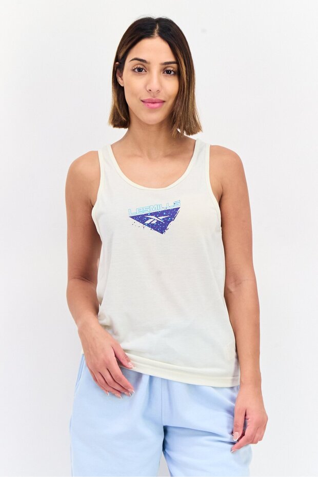 Women Sportswear Fit Sleeveless Running Tank Top, Beige
