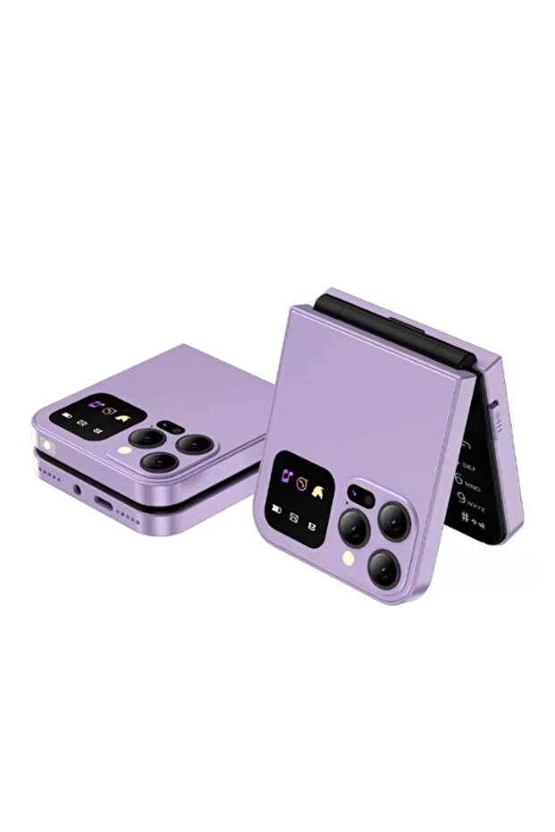 Foldable Mini Flip Phone 2024 Dual SIM Unlocked Mobile – Purple