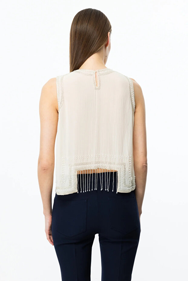 Boncuk İşlemeli Bluz - 4