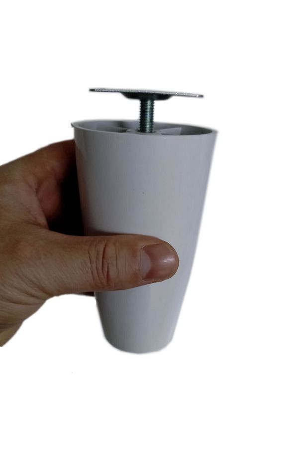 12 Cm 3/8 Kalın Dişli Plastik Dolap Mobilya Baza Ayağı Robot Süpürge Ayağı Tablalı Beyaz - 1