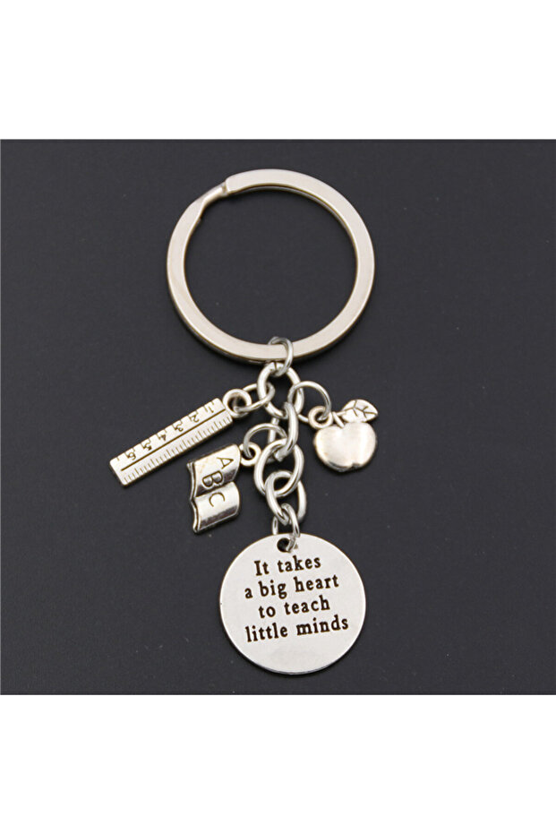 E399 1pc Apple Charms Words Microscope Biological Unique Keychains Biology Chemistry Teacher Gift Ke