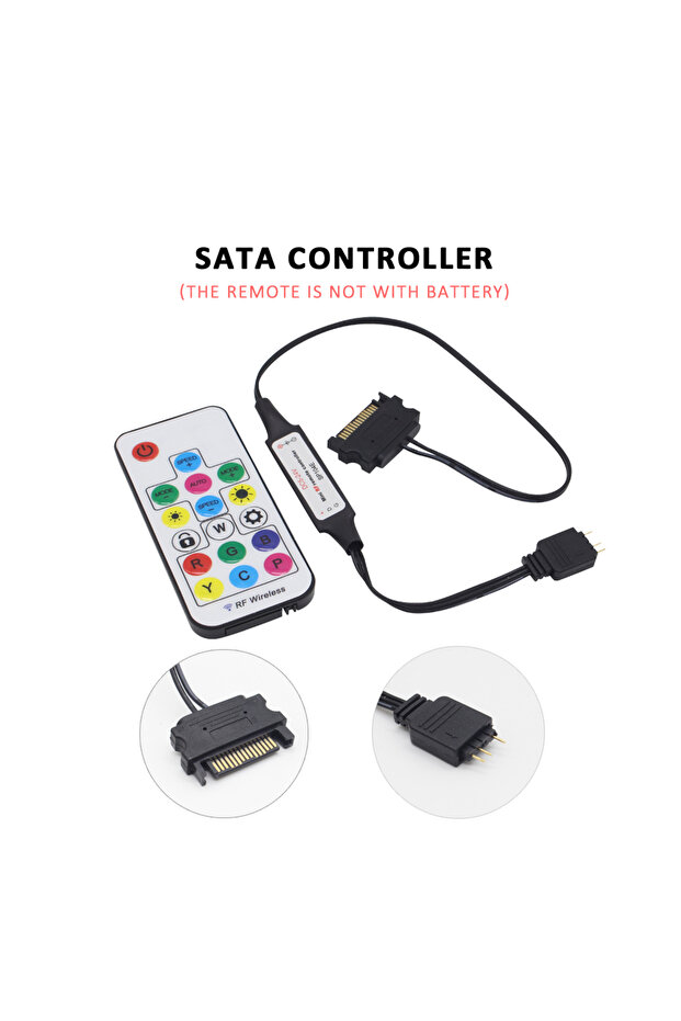 وحدة تحكم SATA وحدة تحكم SATA RGB LED 5 فولت تيار مستمر 3 دبابيس RF 17 مفتاحًا لاسلكيًا عن بعد كبير 4 دبابيس قابل للعنونة