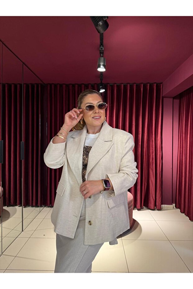 Keten Oversize Ceket - 2