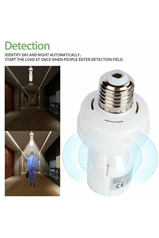 Motion Sensor Led Lamp Base E27 Socket Converter AC100-240V Light Bulb Holder Adapter Switch Adju... - 8