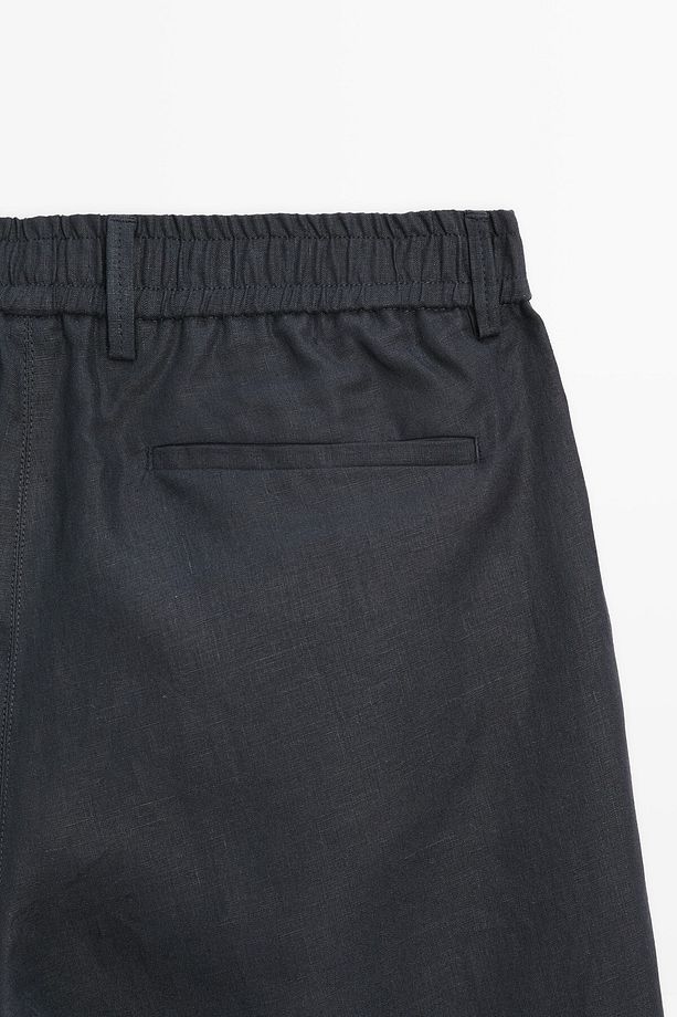 %100 Keten Yarı Jogger Bermuda Şort - 8