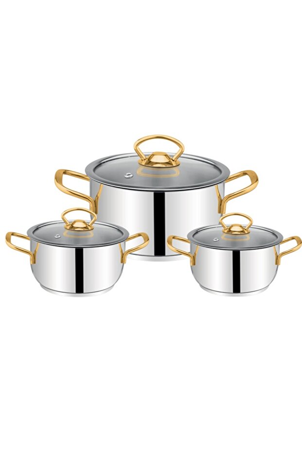 ADA 6 PARÇA ÇELİK GÜVEÇ SETİ SADE GOLD - 1