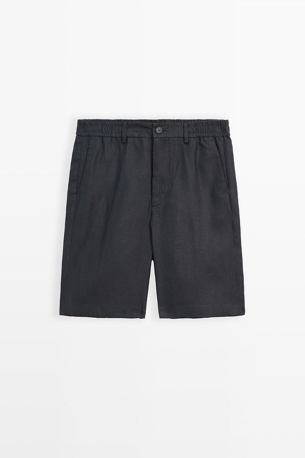 %100 Keten Yarı Jogger Bermuda Şort - 5