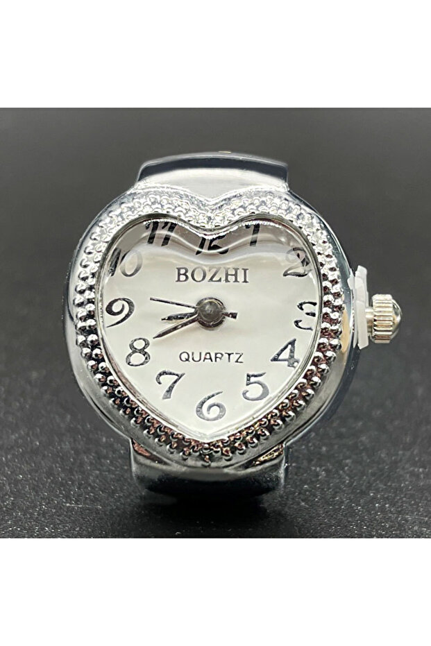 WHITE Alloy Shell Love Quartz Arabic Digital Dial Fashion Men's And Women's Ring Watch Compact