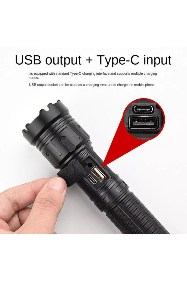 مصباح يدوي LED قابل لإعادة الشحن فائق السطوع بقوة 25 وات - 4