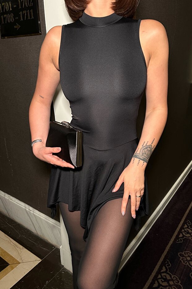 Women's Black Tulle Jumpsuit 1026-0044