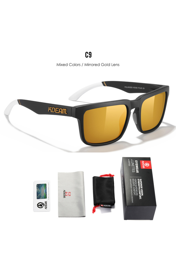 C9 mirrored gold KDEAM PLUS Size Fishing Sunglasses Men 64mm Width Larger Size Polarized Sunglasses