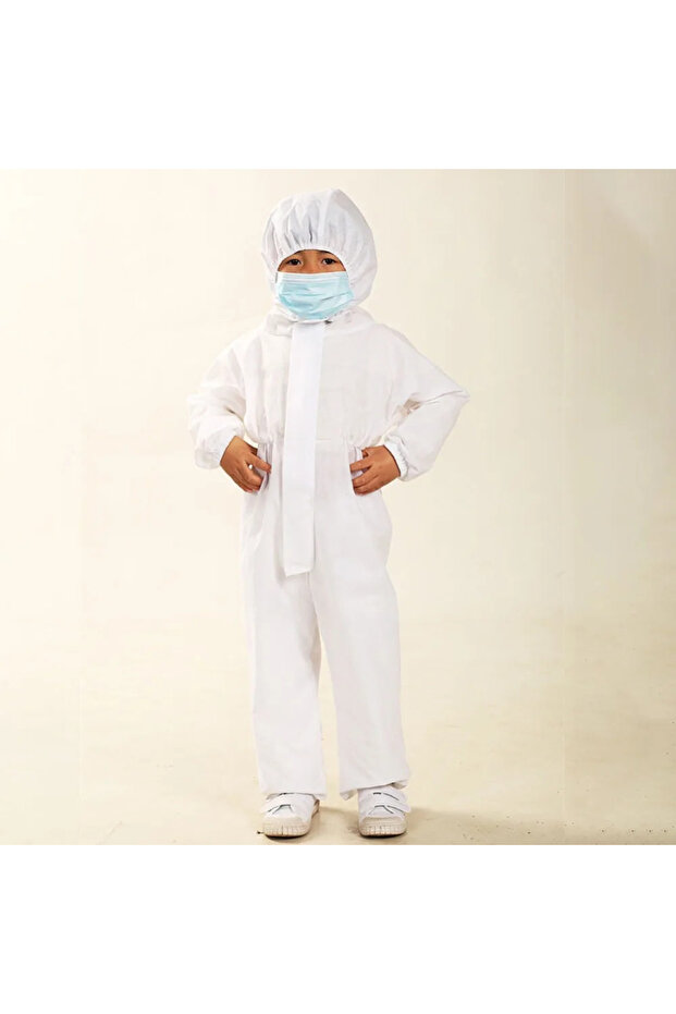 L SMS Material Protective Kids Breathable Dustproof Coveralls Isolation Suit Hooded Children Disposa
