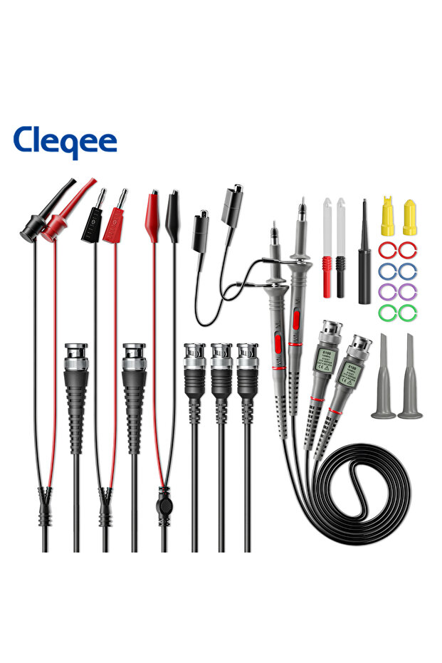 Cleqee CKT014 Universal Oscilloscope Probes with Accessories Kit 100MHz 1X 10X with BNC Test Lead...