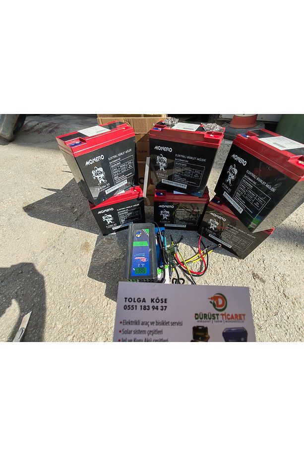 6 aklü elektirikli motor akü ve şarz seti kablolar dahil montaj destegi vardır 72volt 20 AH modelere - 3