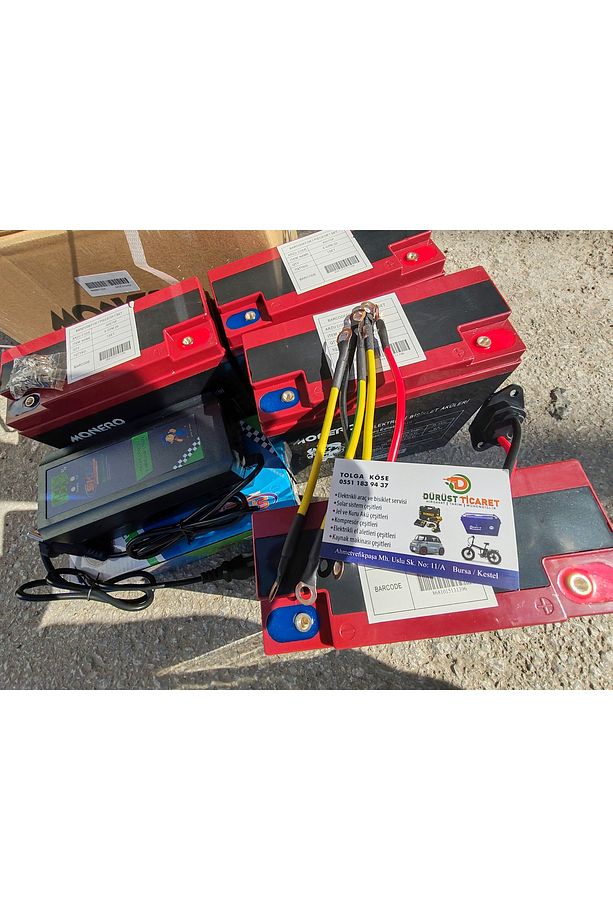 4 aklü elektirikli motor akü ve şarz seti kablolar dahil montaj destegi vardır 48 vlt 20 ah modelere - 5