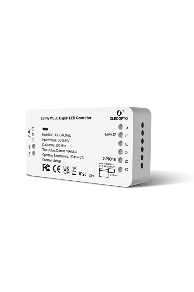 GL-C-009WL ESP32 WLED RGB RGBW Digital Strip Controller Supports WS2811 SK6812 SM16703P WS2812B APP - 1