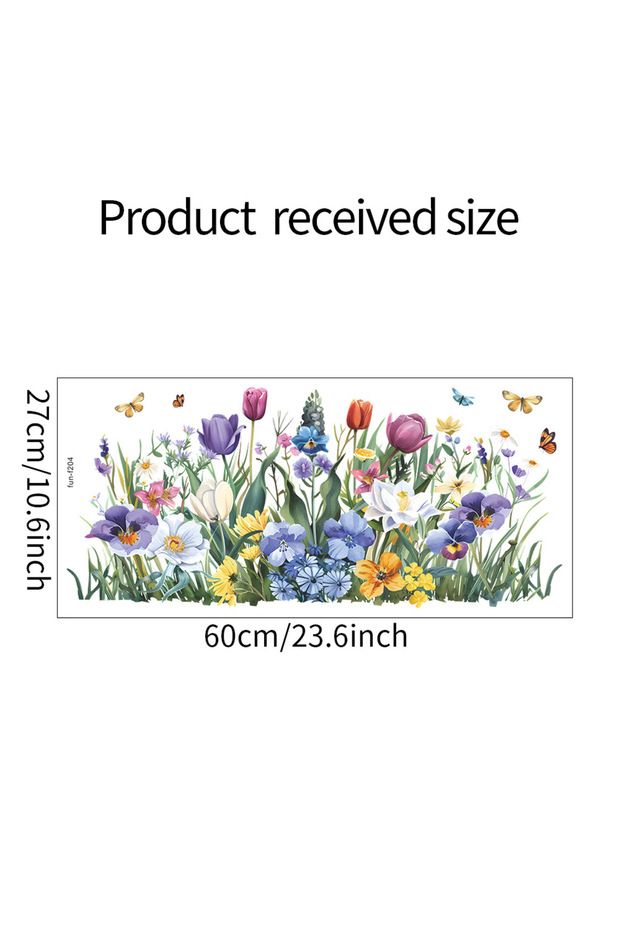27X60CM 1PCS Painted Tulip Butterfly Leaf Glass Doors and Windows Home Decoration Window Sticker Uv