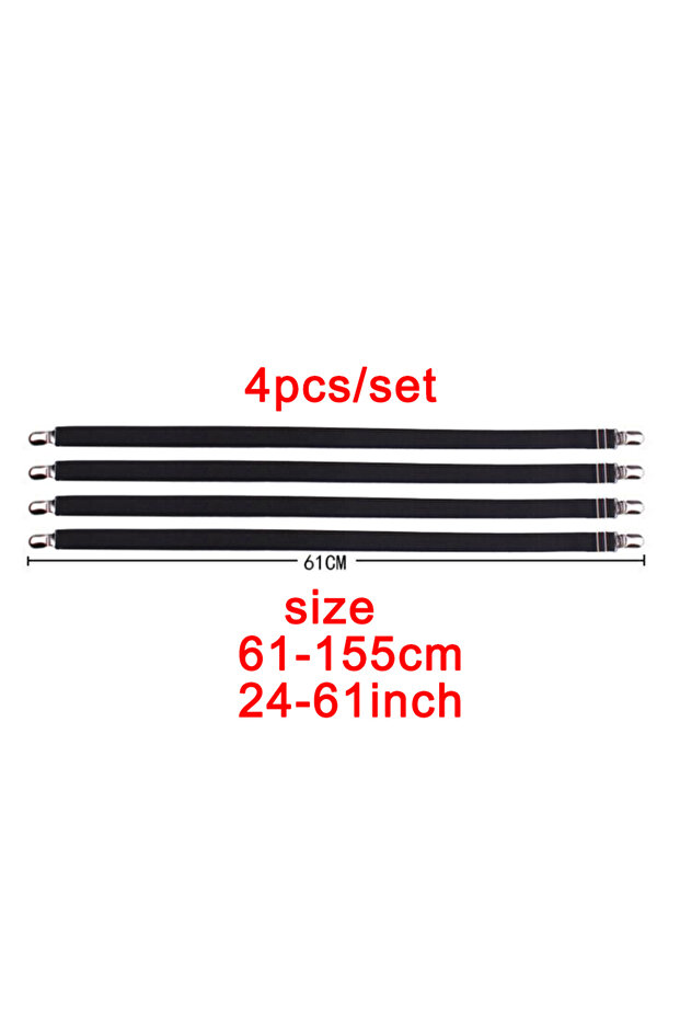 61cm-black 4pcs/set Elastic Bed Sheet Strip Fastener Bed Sheet Grippers Belt Adjustable Mattress Cov
