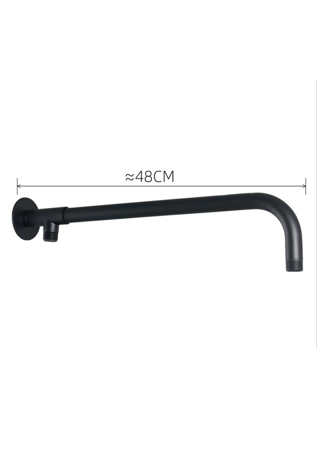 black-48cm 38/48cm Shower Head Extension Arm Wall Mounted Stainless Steel Rainfall Extend Pipe Tube