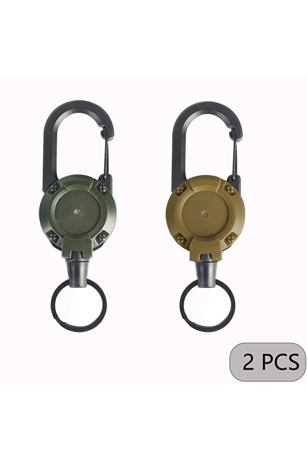 2pcs green and khaki 1/2/4pcs Extendable Retractable Holders Keychain Badge Reels Heavy Duty Clip Wi