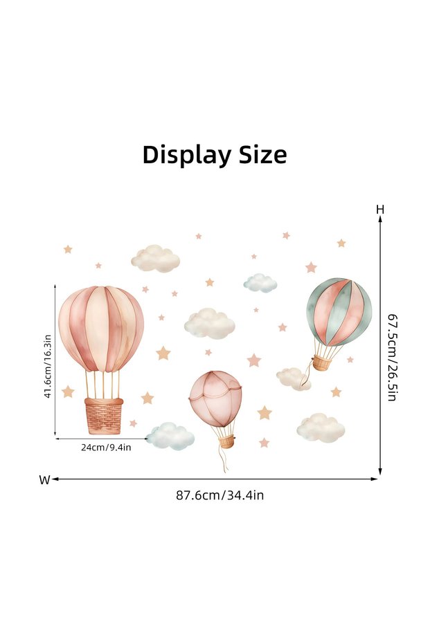 MULTI 1Pc Cartoon Cloud Star Balloon Furniture Wall Stickers for Kids Room Decor Children Bedroom De