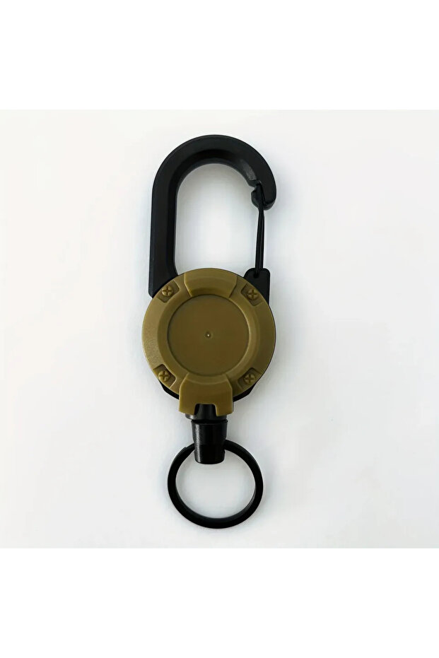 1pcs-KHAKI 1/2/4pcs Extendable Retractable Holders Keychain Badge Reels Heavy Duty Clip With Carabin