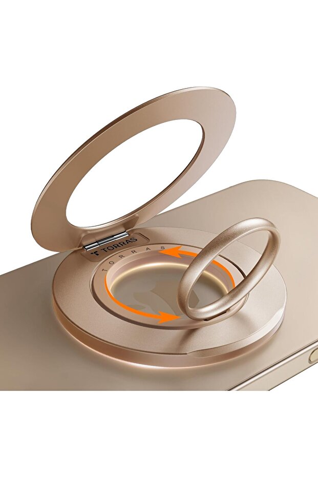 2025 Thin MagSafe Grip, Dual-Ring, Kickstand, Magnetic for iPhone 16-11/Samsung/Google. Desert Gold