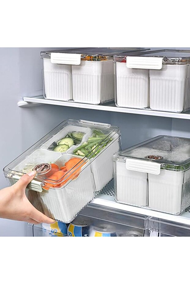 صندوق تخزين للثلاجة مكون من 4 أقسام - 1