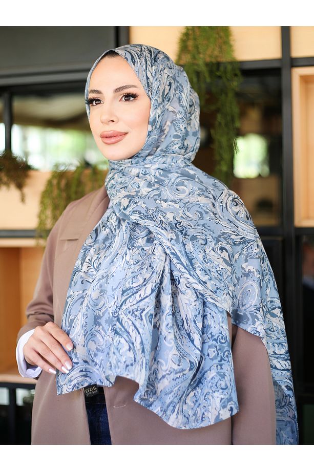 Flora Desen Hint Pamuk Şal - 3