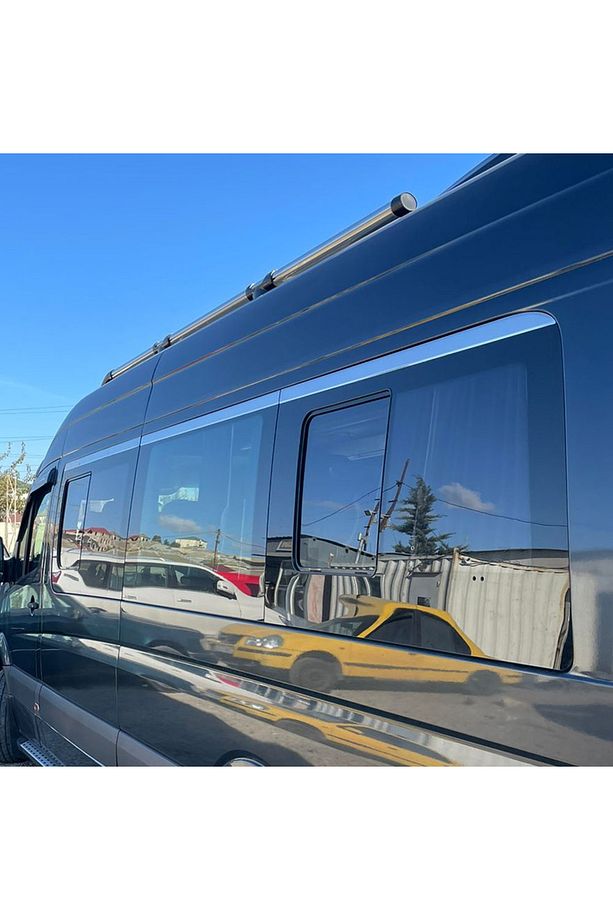 Mercedes Sprinter W906 Krom Cam Üst Çıtası 2006-2017 Arası P.Çelik 8 Prç. - 1