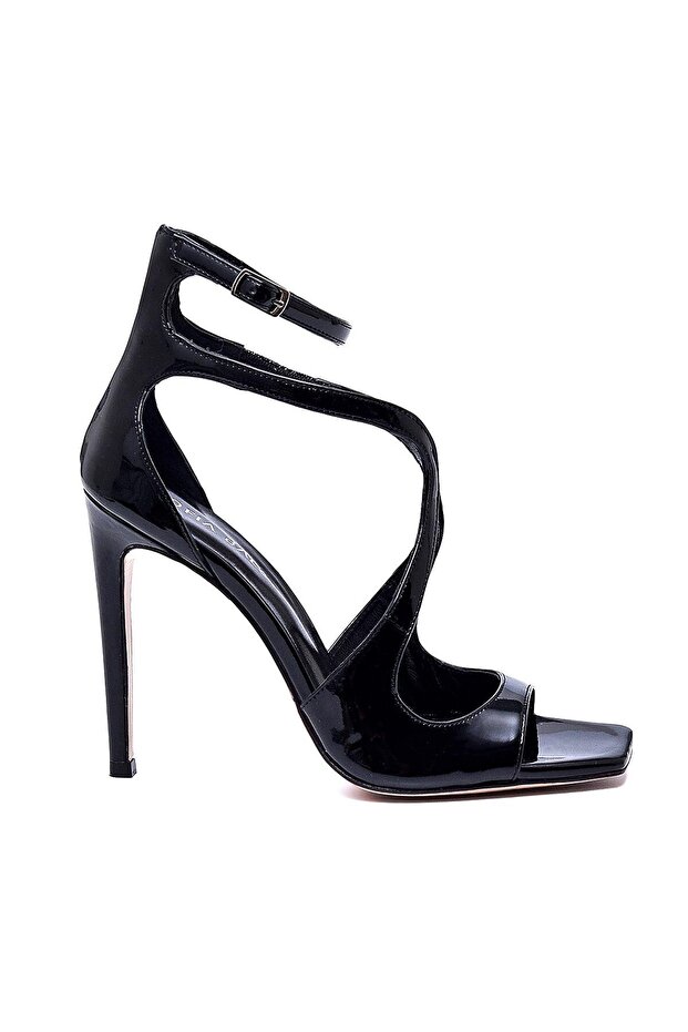 FOLD SİYAH RUGAN Kadın TOPUKLU SANDALET - 1