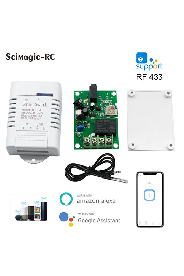 EWeLink Smart switch Tuya/Ewelink Smart Temperature Wifi Switch 16A 3000W Intelligent Monitoring The - 1
