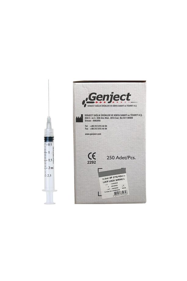 - 2.5 ML 40MM KISA LUER LOCK DENTAL ENJEKTÖR - 250 ADET - 1