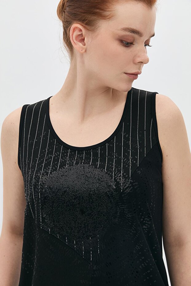 Payet Üzeri Baskılı Çizgili Atlet - 3