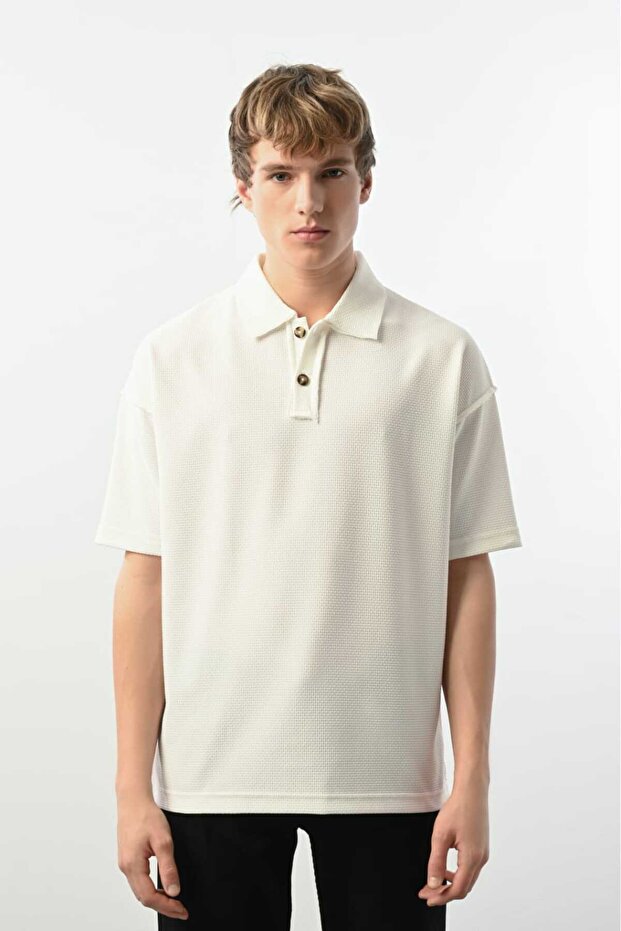 Polo Neck Ecru Tshirt