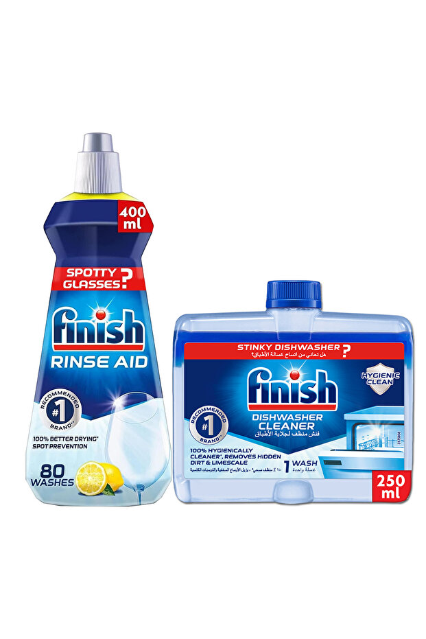 Dishwasher Machine Cleaner, 250ml Rinse Aid, Lemon Sparkle Scent, 400ml