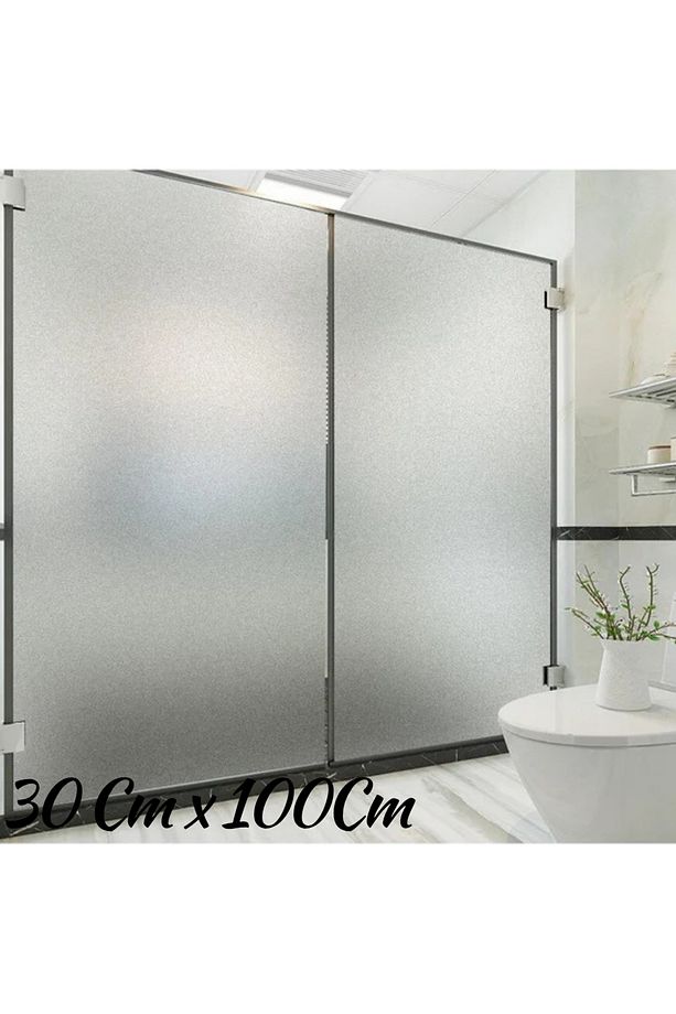30 Cm x 1 Metre Gümüş Frosted Cam Kumlama, Ofis, Duşakabin ve Balkon Camı Buzlu Kaplama Folyosu - 1