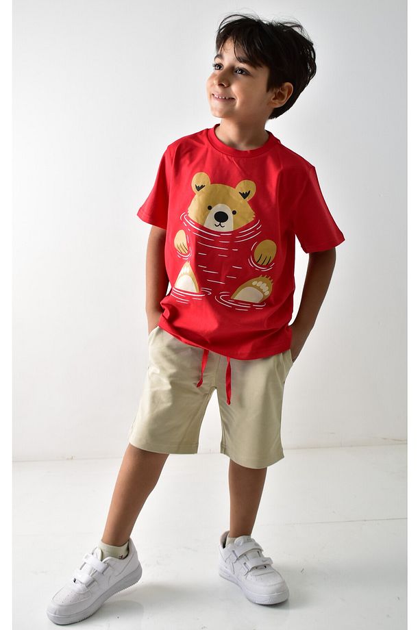 Erkek Çocuk Baskılı T-shirt Şort Takımı - 6
