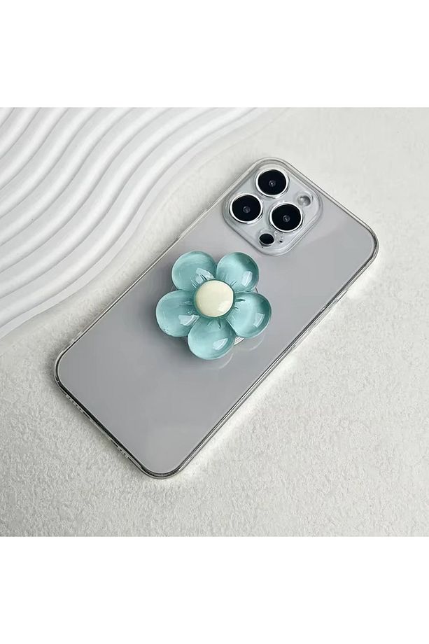 3D Çiçek Tasarımlı 3M Yapıştırmalı El Parmak Tutucu Cep Telefonu Tutacağı Popsocket - AL5246 - 1