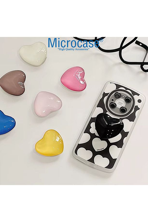 Kalp Tasarımlı 3M Yapıştırmalı El Parmak Tutucu Cep Telefonu Tutacağı Popsocket - AL5244 - 7