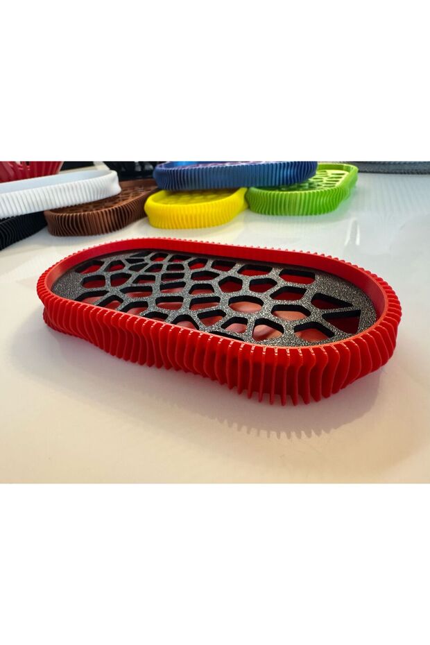 3D Soap Dish, Wave Model, Red / Black - 3