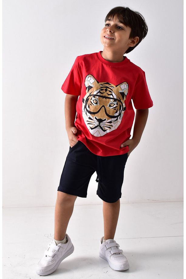 Erkek Çocuk Baskılı T-shirt Şort Takımı - 8