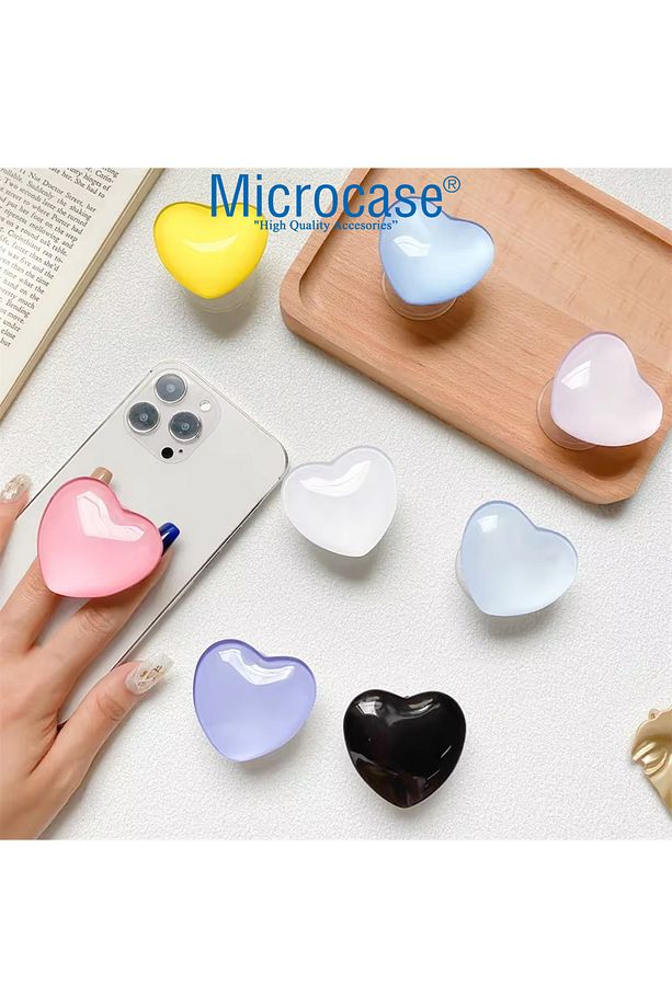 Kalp Tasarımlı 3M Yapıştırmalı El Parmak Tutucu Cep Telefonu Tutacağı Popsocket - AL5244 - 2